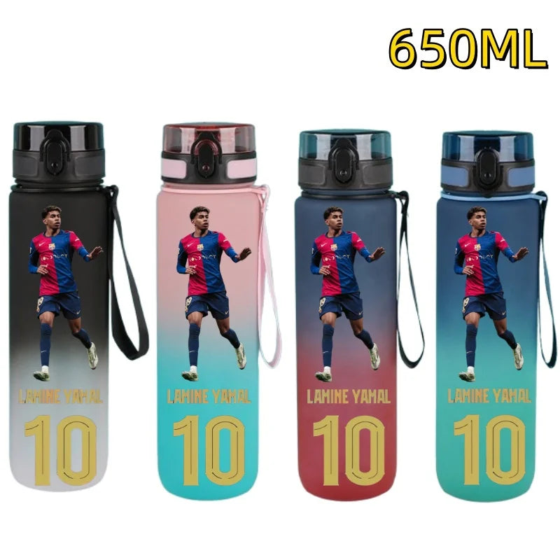 650ml Football Star Water Cup Lamine Yamal Portable Outdoor Large Capacity Sports Fitness Flip Cover Drinking Bottle Fans Gifts