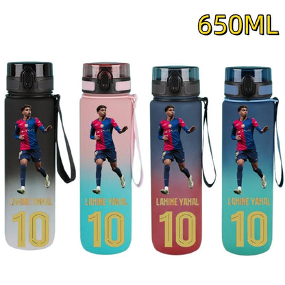 650ml Football Star Water Cup Lamine Yamal Portable Outdoor Large Capacity Sports Fitness Flip Cover Drinking Bottle Fans Gifts