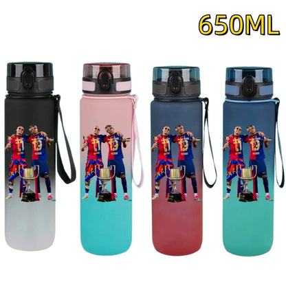 650ml Football Star Water Cup Lamine Yamal Portable Outdoor Large Capacity Sports Fitness Flip Cover Drinking Bottle Fans Gifts