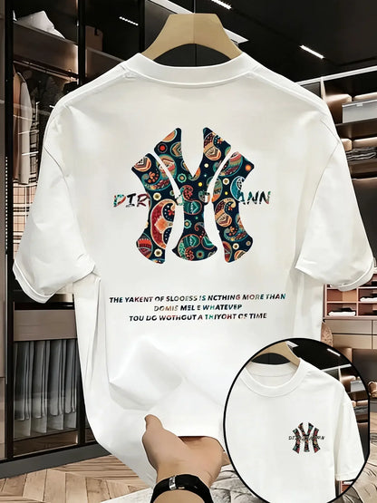 2026 New Trendy Street Printed Men's Short-sleeved T-shirt - A Street-style Comfortable Summer Loose Men's T-shirt