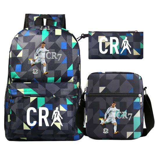 Football CR7 Cosplay School Bags School Backpack Laptop Teenager Boys Girls Schoolbags 3pcs/set
