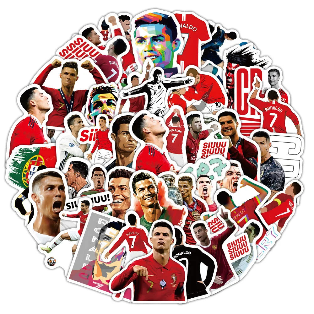 10/60PCS CR7 Stickers Cartoon Football Sticker Sports Graffiti Kids Toys Fans Gift Decoration Fridge Laptop Guitar Bike Decals