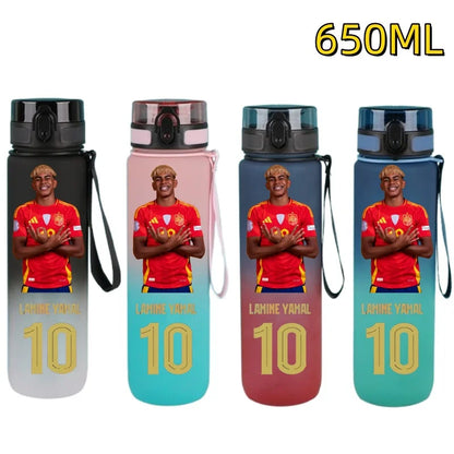 650ml Football Star Water Cup Lamine Yamal Portable Outdoor Large Capacity Sports Fitness Flip Cover Drinking Bottle Fans Gifts