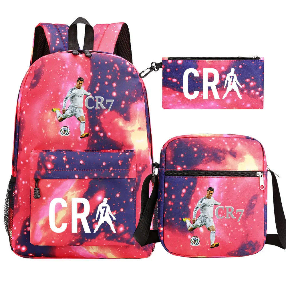 Football CR7 Cosplay School Bags School Backpack Laptop Teenager Boys Girls Schoolbags 3pcs/set