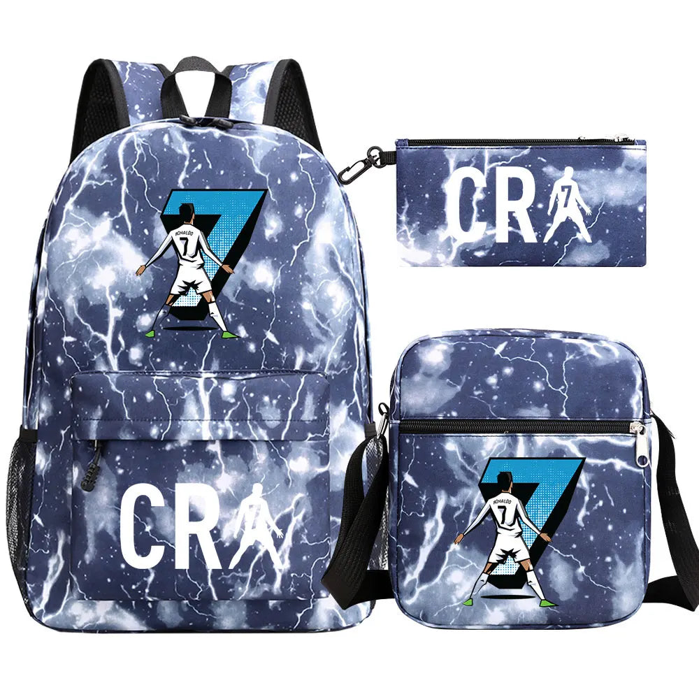 Football CR7 Cosplay School Bags School Backpack Laptop Teenager Boys Girls Schoolbags 3pcs/set