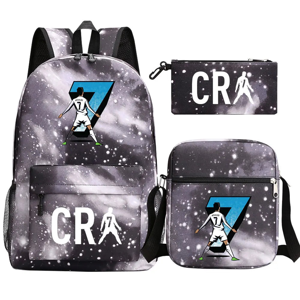 Football CR7 Cosplay School Bags School Backpack Laptop Teenager Boys Girls Schoolbags 3pcs/set