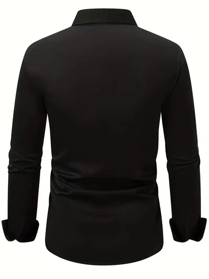 Summer New Men's Long-Sleeve Shirt Business Formal Wear Breathable Lightweight Long-Sleeved Top for Daily Work