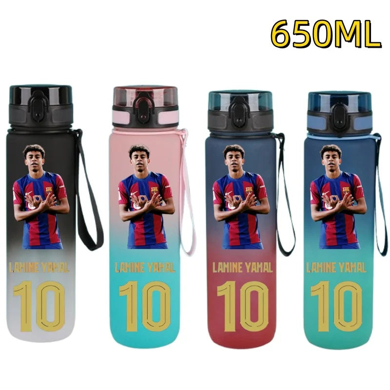 650ml Football Star Water Cup Lamine Yamal Portable Outdoor Large Capacity Sports Fitness Flip Cover Drinking Bottle Fans Gifts