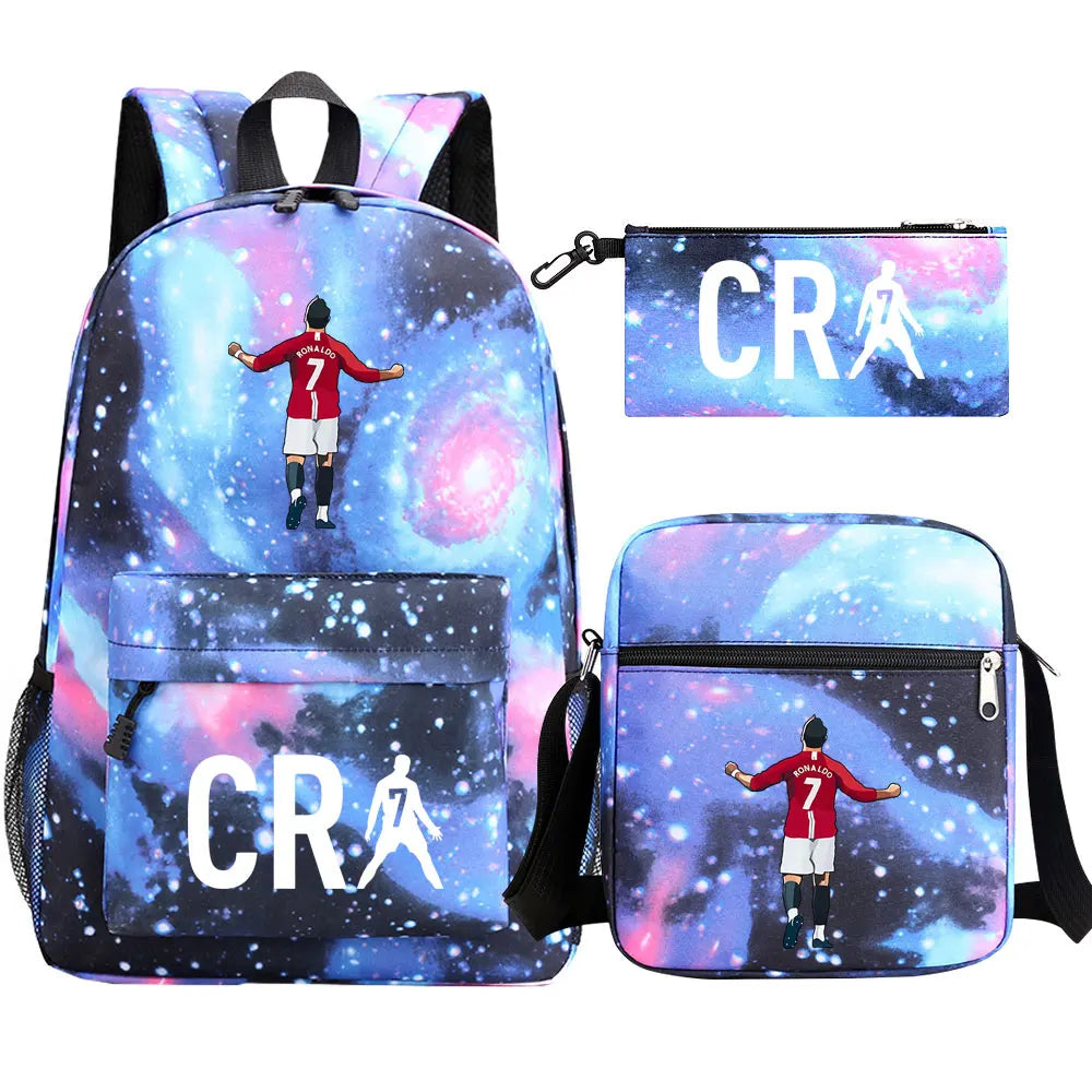Football CR7 Cosplay School Bags School Backpack Laptop Teenager Boys Girls Schoolbags 3pcs/set