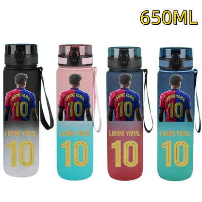 650ml Football Star Water Cup Lamine Yamal Portable Outdoor Large Capacity Sports Fitness Flip Cover Drinking Bottle Fans Gifts