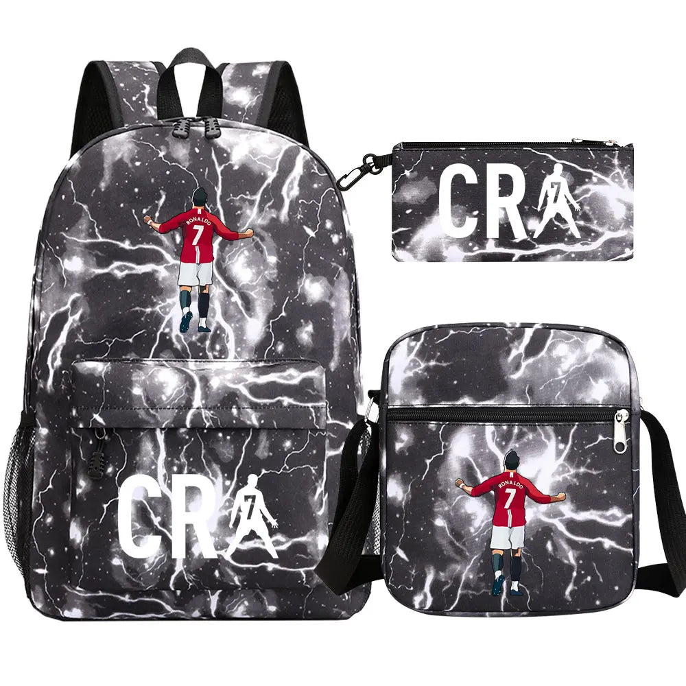 Football CR7 Cosplay School Bags School Backpack Laptop Teenager Boys Girls Schoolbags 3pcs/set