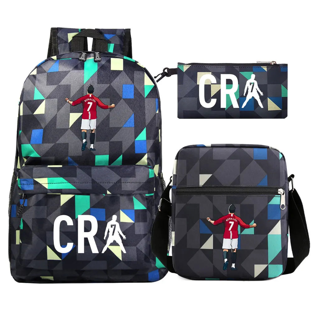 Football CR7 Cosplay School Bags School Backpack Laptop Teenager Boys Girls Schoolbags 3pcs/set