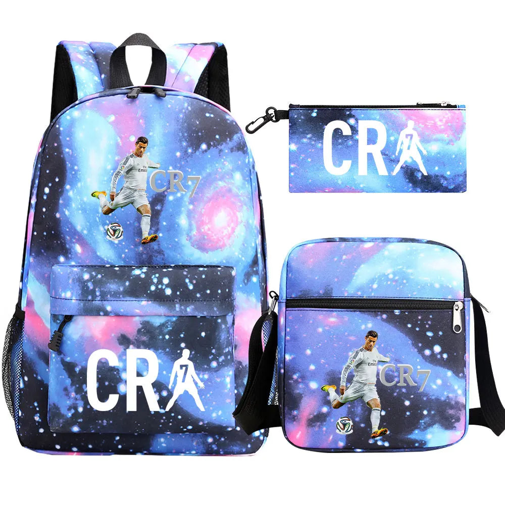 Football CR7 Cosplay School Bags School Backpack Laptop Teenager Boys Girls Schoolbags 3pcs/set