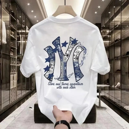 2026 New Trendy Street Printed Men's Short-sleeved T-shirt - A Street-style Comfortable Summer Loose Men's T-shirt