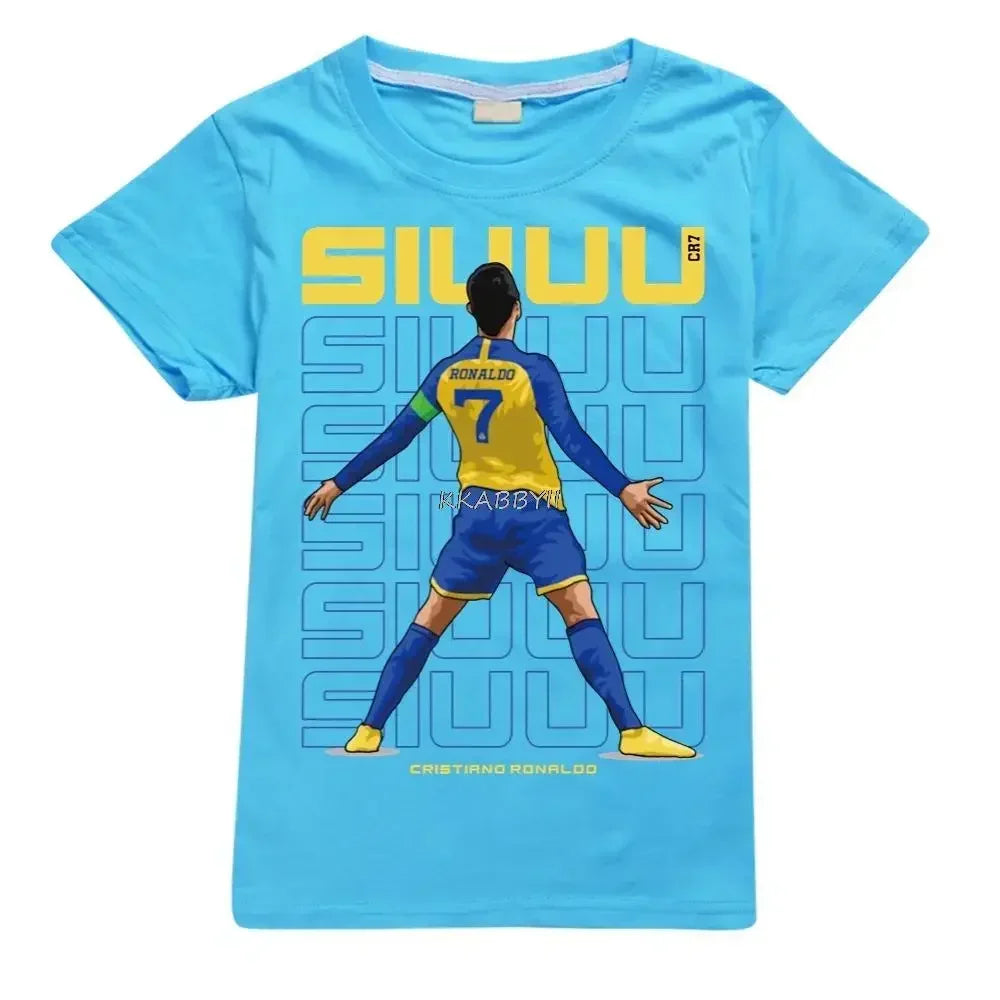 CR7 Cotton T Shirt for Teens, Toddler Boy Tee, Girl Tops, School Children Clothes