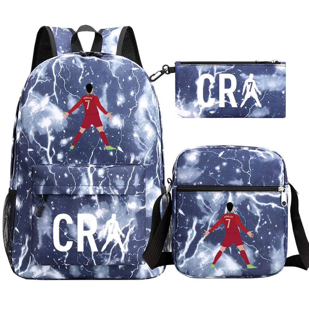 Football CR7 Cosplay School Bags School Backpack Laptop Teenager Boys Girls Schoolbags 3pcs/set