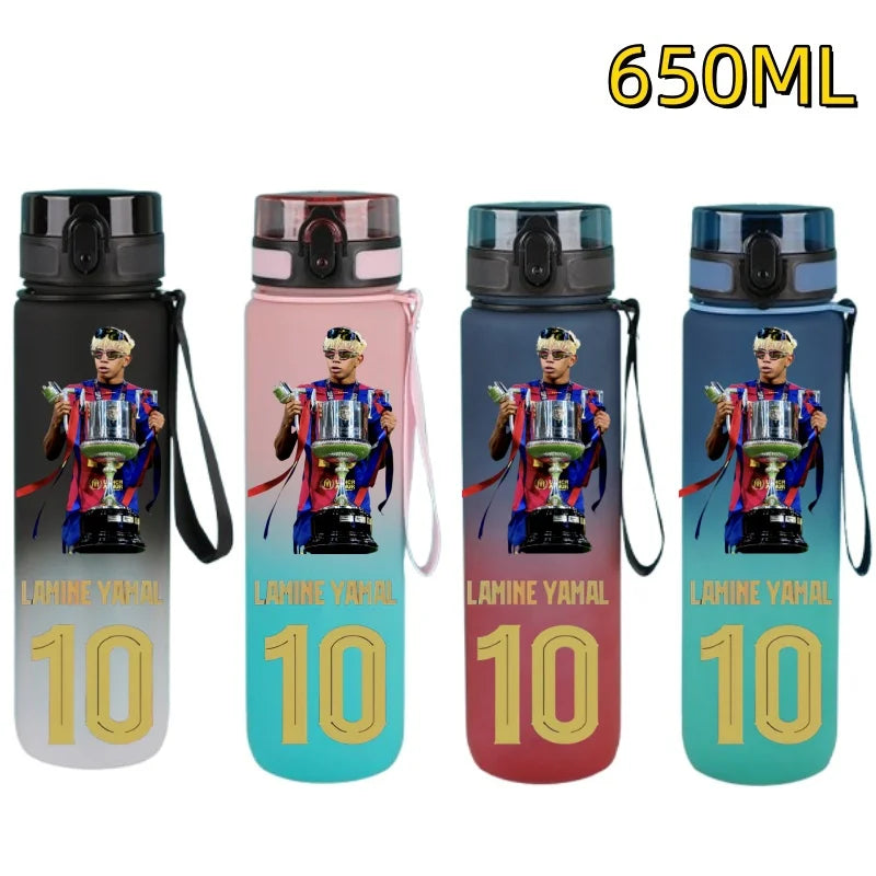 650ml Football Star Water Cup Lamine Yamal Portable Outdoor Large Capacity Sports Fitness Flip Cover Drinking Bottle Fans Gifts