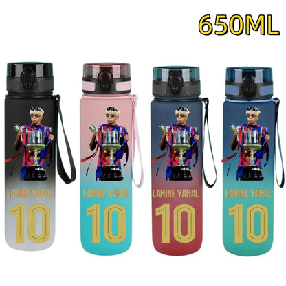 650ml Football Star Water Cup Lamine Yamal Portable Outdoor Large Capacity Sports Fitness Flip Cover Drinking Bottle Fans Gifts