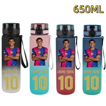 650ml Football Star Water Cup Lamine Yamal Portable Outdoor Large Capacity Sports Fitness Flip Cover Drinking Bottle Fans Gifts