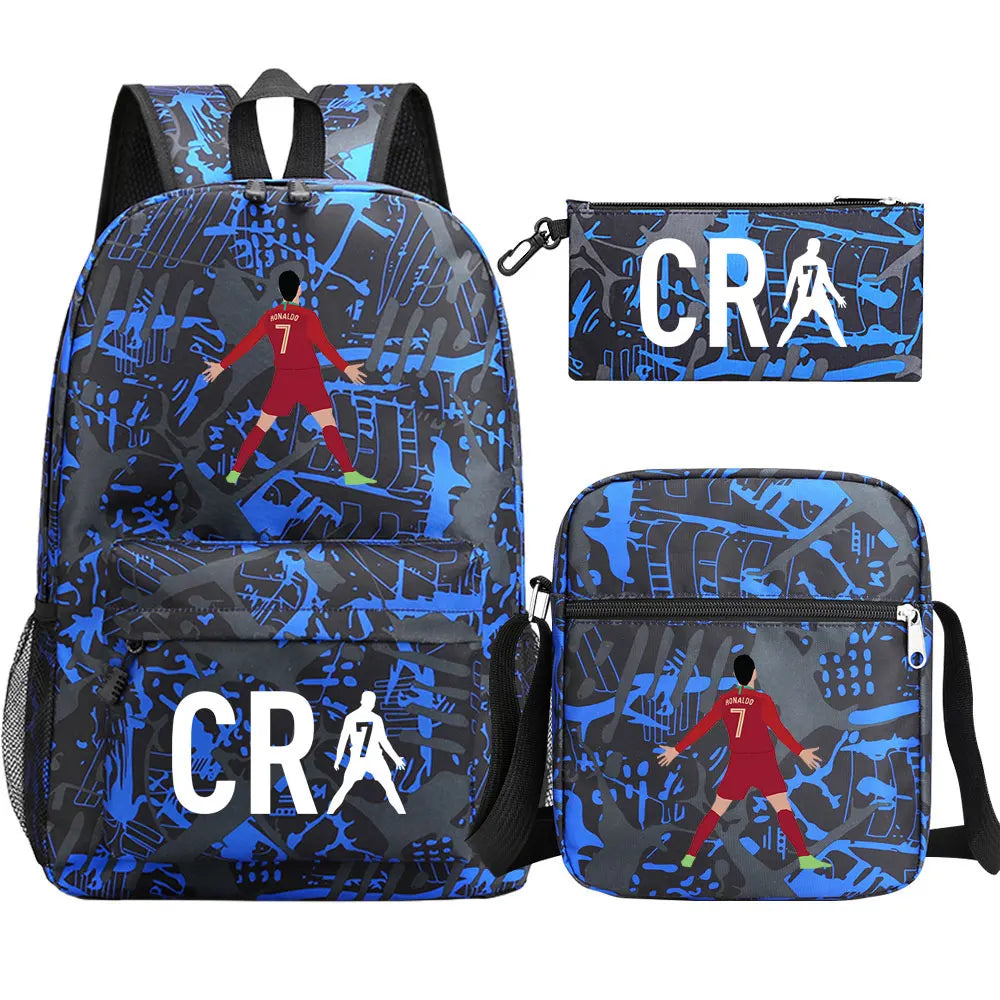 Football CR7 Cosplay School Bags School Backpack Laptop Teenager Boys Girls Schoolbags 3pcs/set