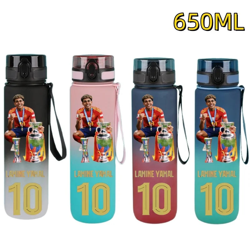 650ml Football Star Water Cup Lamine Yamal Portable Outdoor Large Capacity Sports Fitness Flip Cover Drinking Bottle Fans Gifts