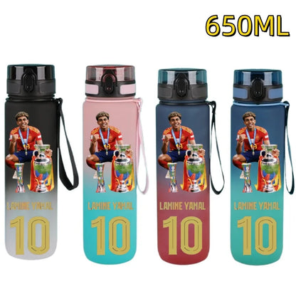 650ml Football Star Water Cup Lamine Yamal Portable Outdoor Large Capacity Sports Fitness Flip Cover Drinking Bottle Fans Gifts