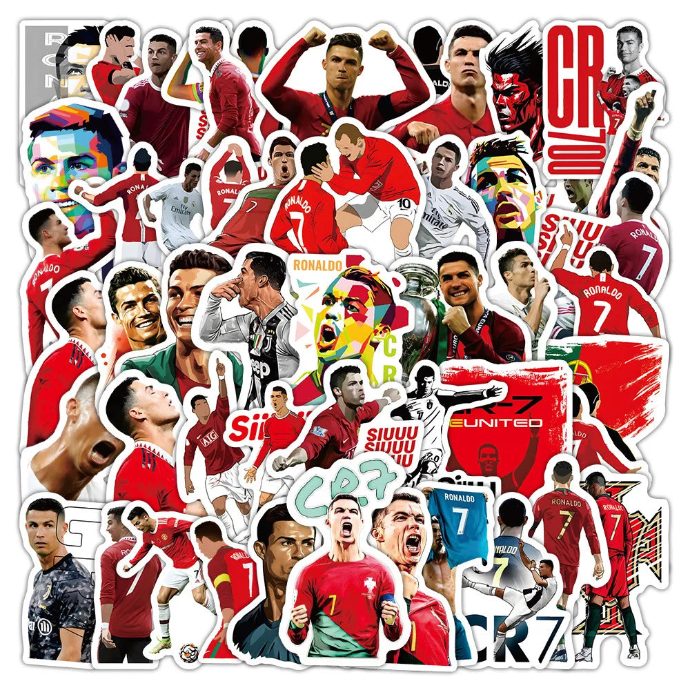 10/60PCS CR7 Stickers Cartoon Football Sticker Sports Graffiti Kids Toys Fans Gift Decoration Fridge Laptop Guitar Bike Decals