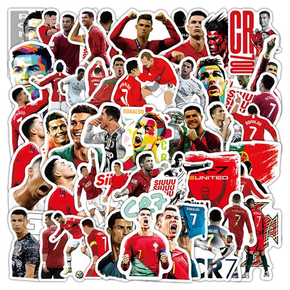 10/60PCS CR7 Stickers Cartoon Football Sticker Sports Graffiti Kids Toys Fans Gift Decoration Fridge Laptop Guitar Bike Decals