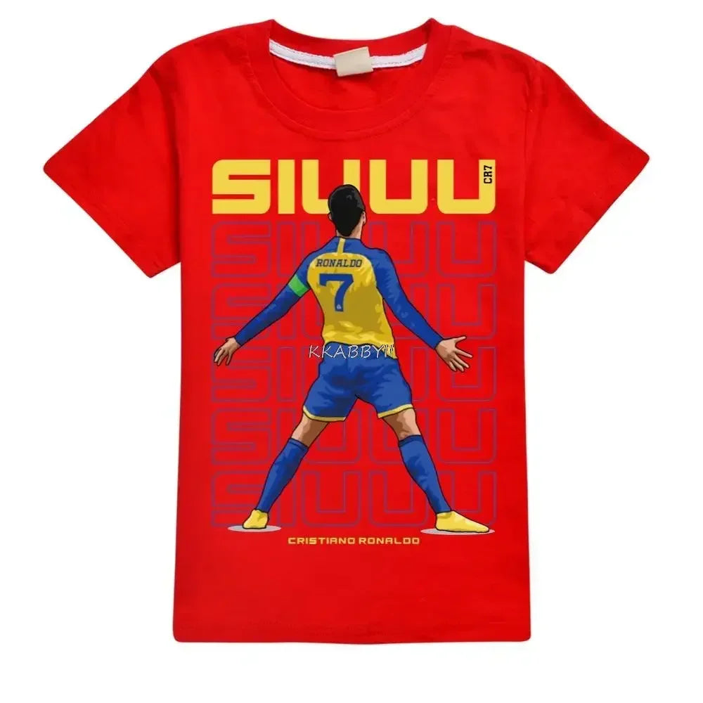 CR7 Cotton T Shirt for Teens, Toddler Boy Tee, Girl Tops, School Children Clothes