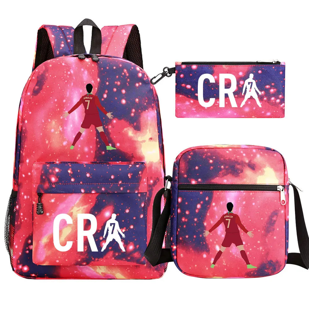 Football CR7 Cosplay School Bags School Backpack Laptop Teenager Boys Girls Schoolbags 3pcs/set