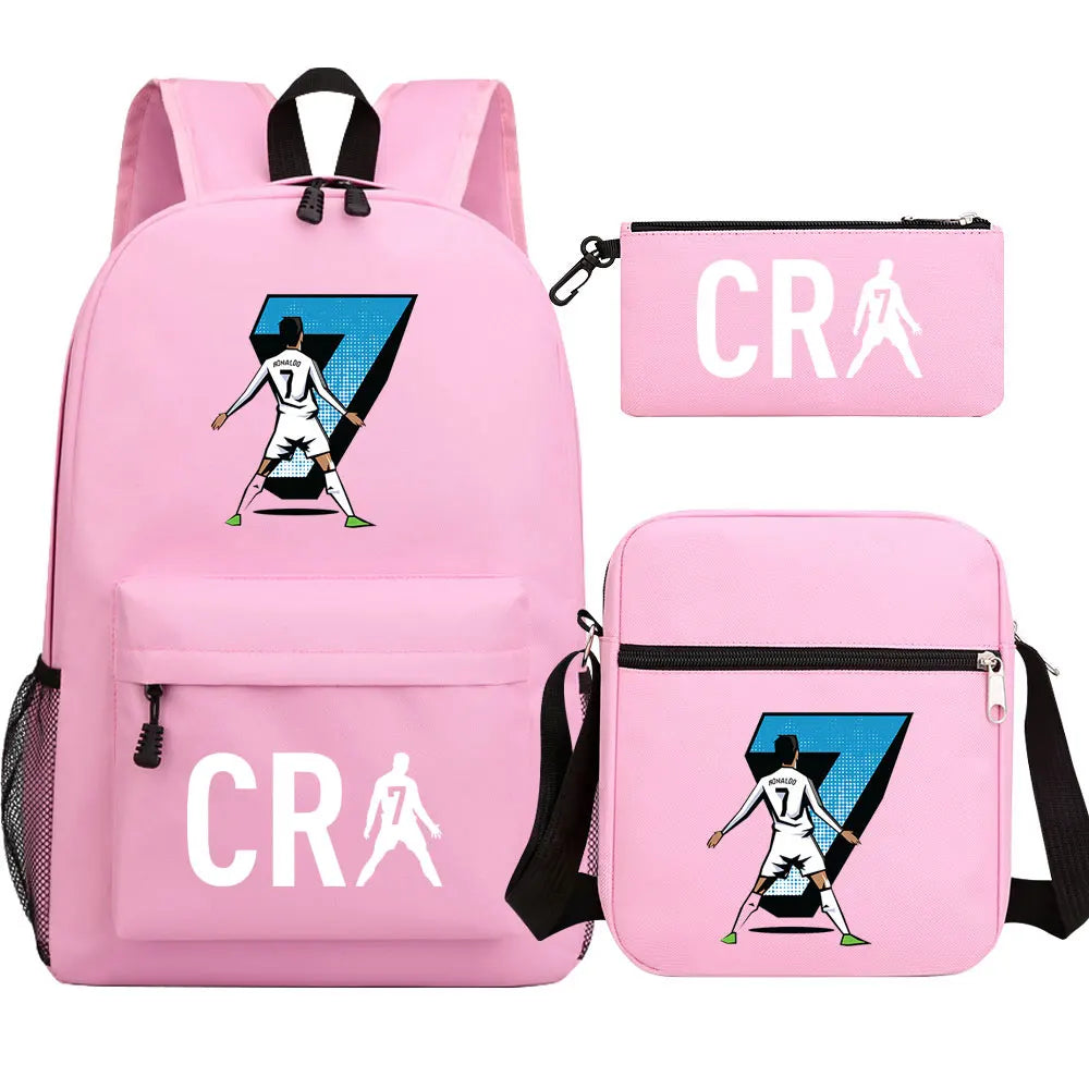 Football CR7 Cosplay School Bags School Backpack Laptop Teenager Boys Girls Schoolbags 3pcs/set