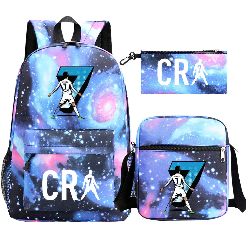 Football CR7 Cosplay School Bags School Backpack Laptop Teenager Boys Girls Schoolbags 3pcs/set