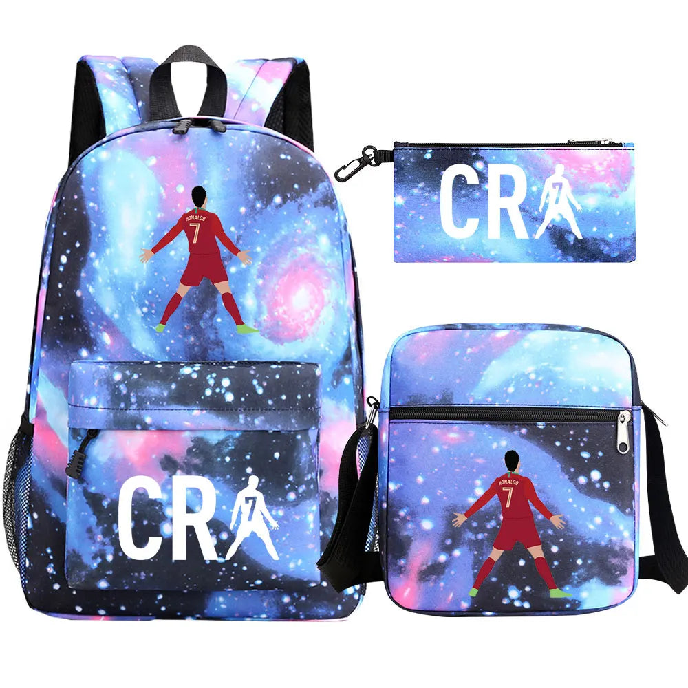 Football CR7 Cosplay School Bags School Backpack Laptop Teenager Boys Girls Schoolbags 3pcs/set