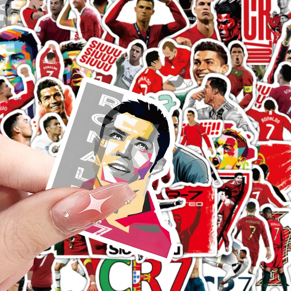 10/60PCS CR7 Stickers Cartoon Football Sticker Sports Graffiti Kids Toys Fans Gift Decoration Fridge Laptop Guitar Bike Decals