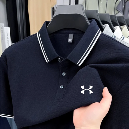 100% cotton men's short sleeved embroidered polo shirt sports brand striped top summer comfortable and breathable casual T-shirt