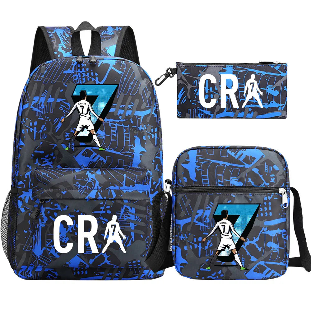Football CR7 Cosplay School Bags School Backpack Laptop Teenager Boys Girls Schoolbags 3pcs/set