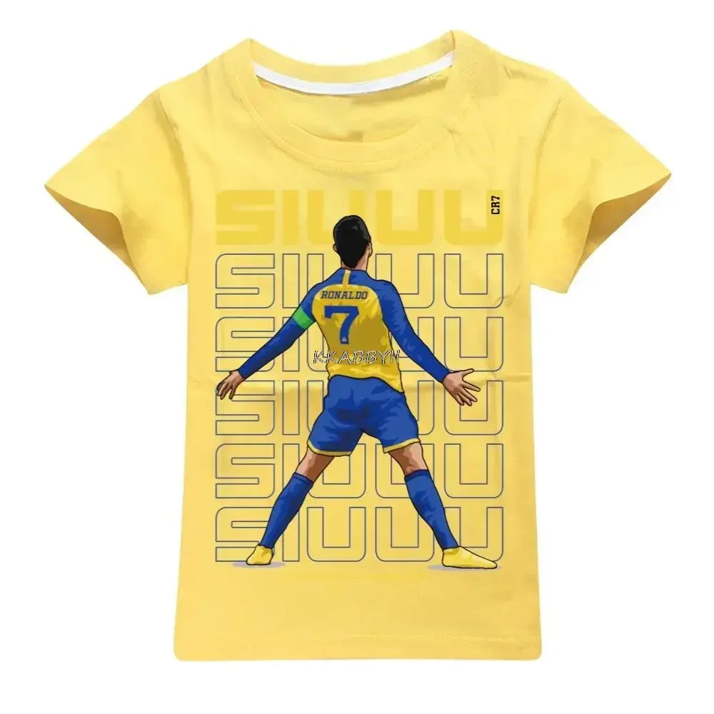 CR7 Cotton T Shirt for Teens, Toddler Boy Tee, Girl Tops, School Children Clothes