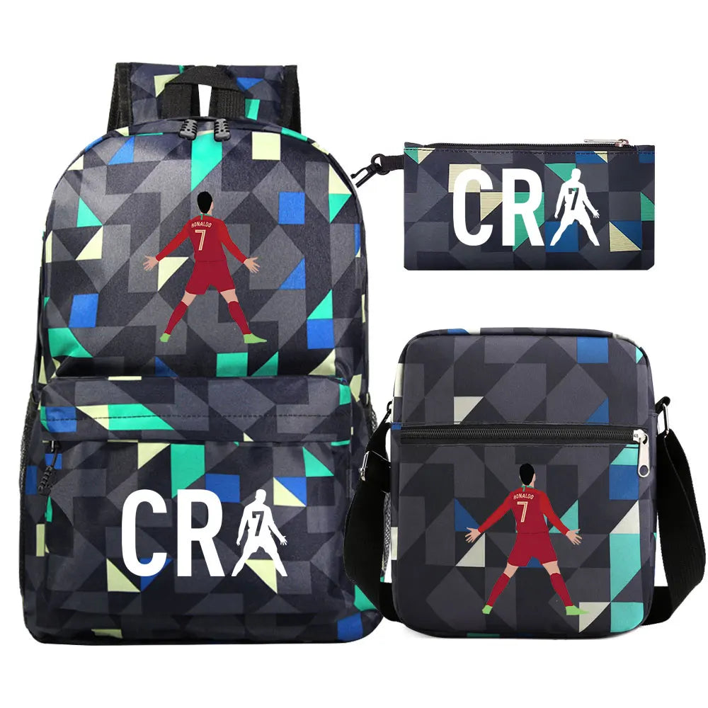 Football CR7 Cosplay School Bags School Backpack Laptop Teenager Boys Girls Schoolbags 3pcs/set