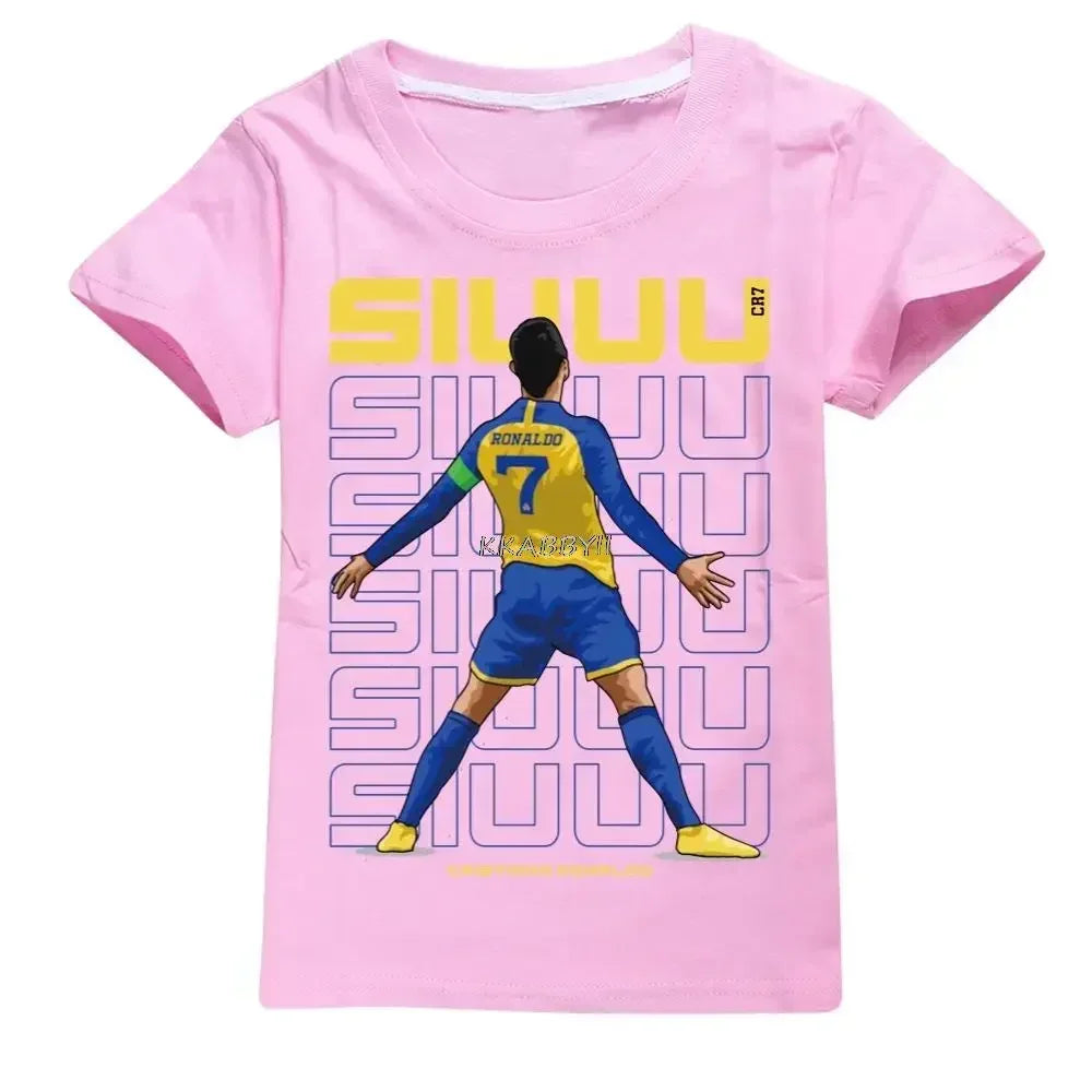 CR7 Cotton T Shirt for Teens, Toddler Boy Tee, Girl Tops, School Children Clothes