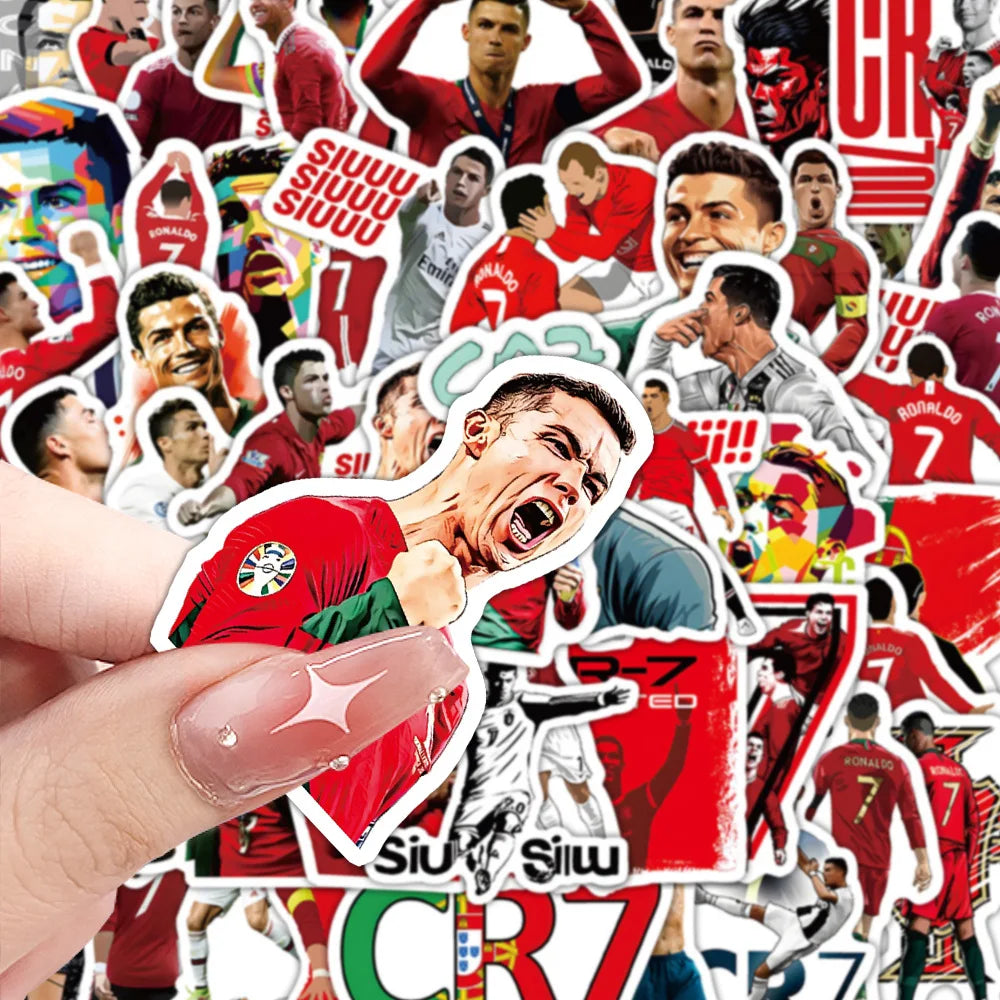 10/60PCS CR7 Stickers Cartoon Football Sticker Sports Graffiti Kids Toys Fans Gift Decoration Fridge Laptop Guitar Bike Decals