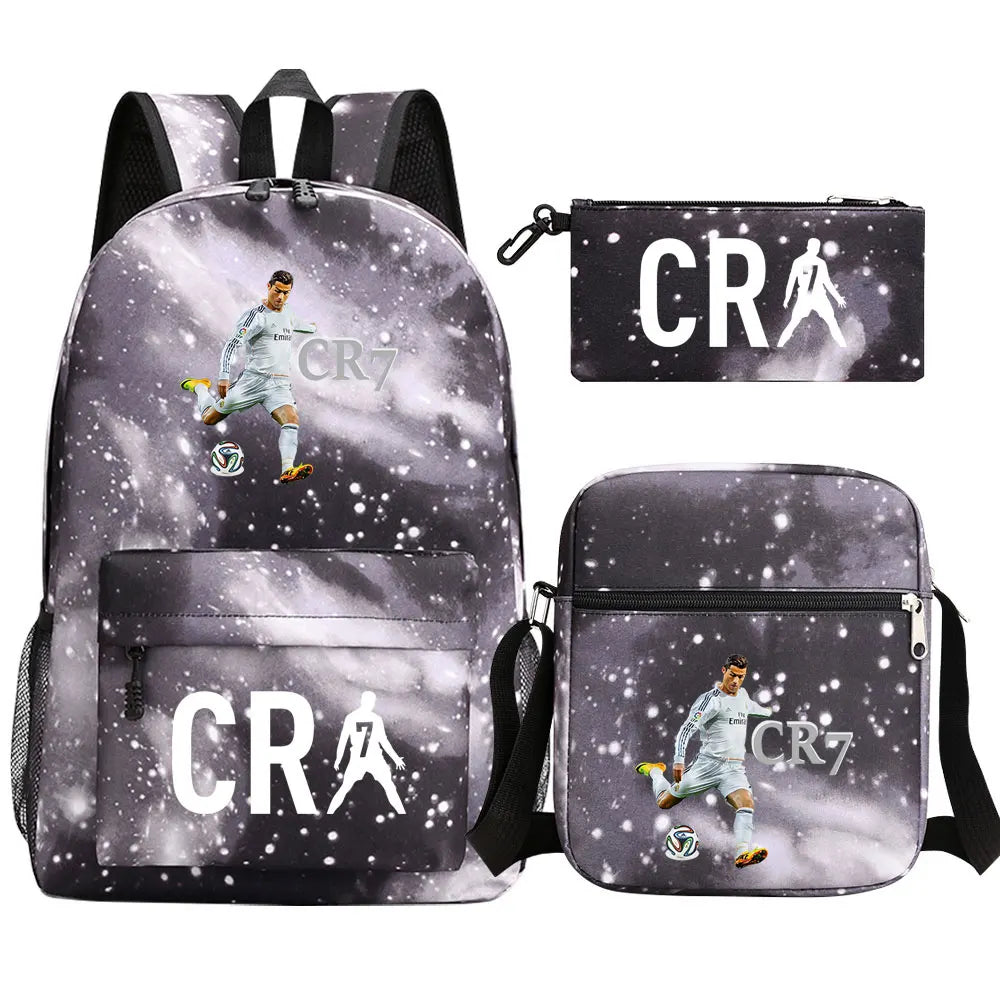 Football CR7 Cosplay School Bags School Backpack Laptop Teenager Boys Girls Schoolbags 3pcs/set