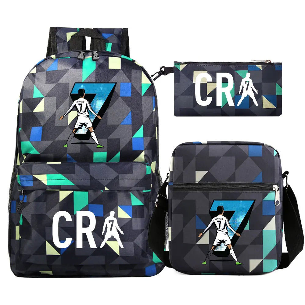 Football CR7 Cosplay School Bags School Backpack Laptop Teenager Boys Girls Schoolbags 3pcs/set