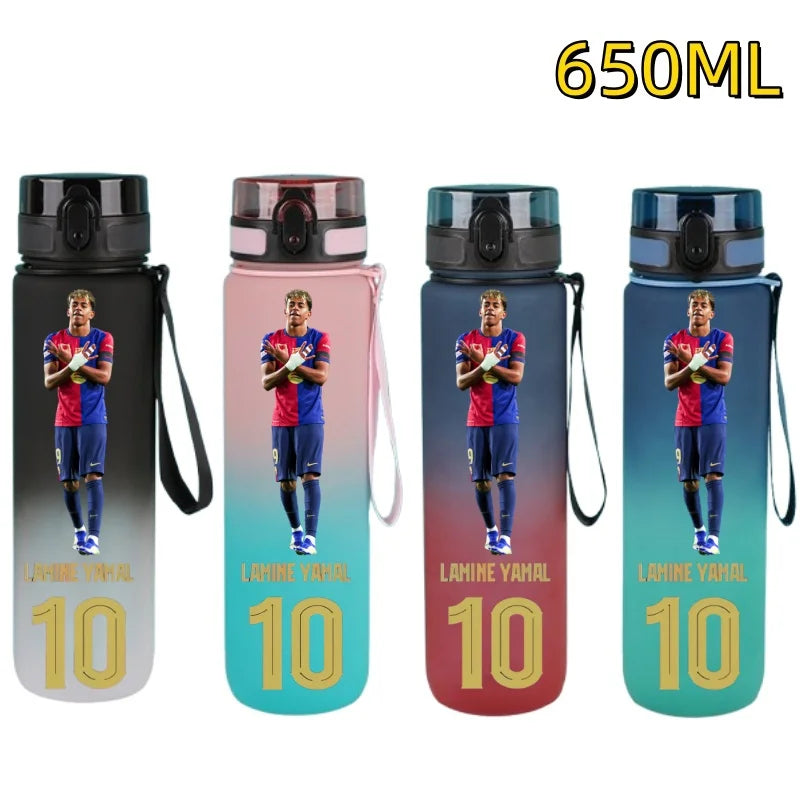 650ml Football Star Water Cup Lamine Yamal Portable Outdoor Large Capacity Sports Fitness Flip Cover Drinking Bottle Fans Gifts