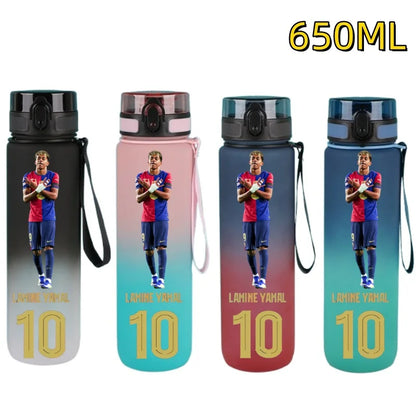 650ml Football Star Water Cup Lamine Yamal Portable Outdoor Large Capacity Sports Fitness Flip Cover Drinking Bottle Fans Gifts