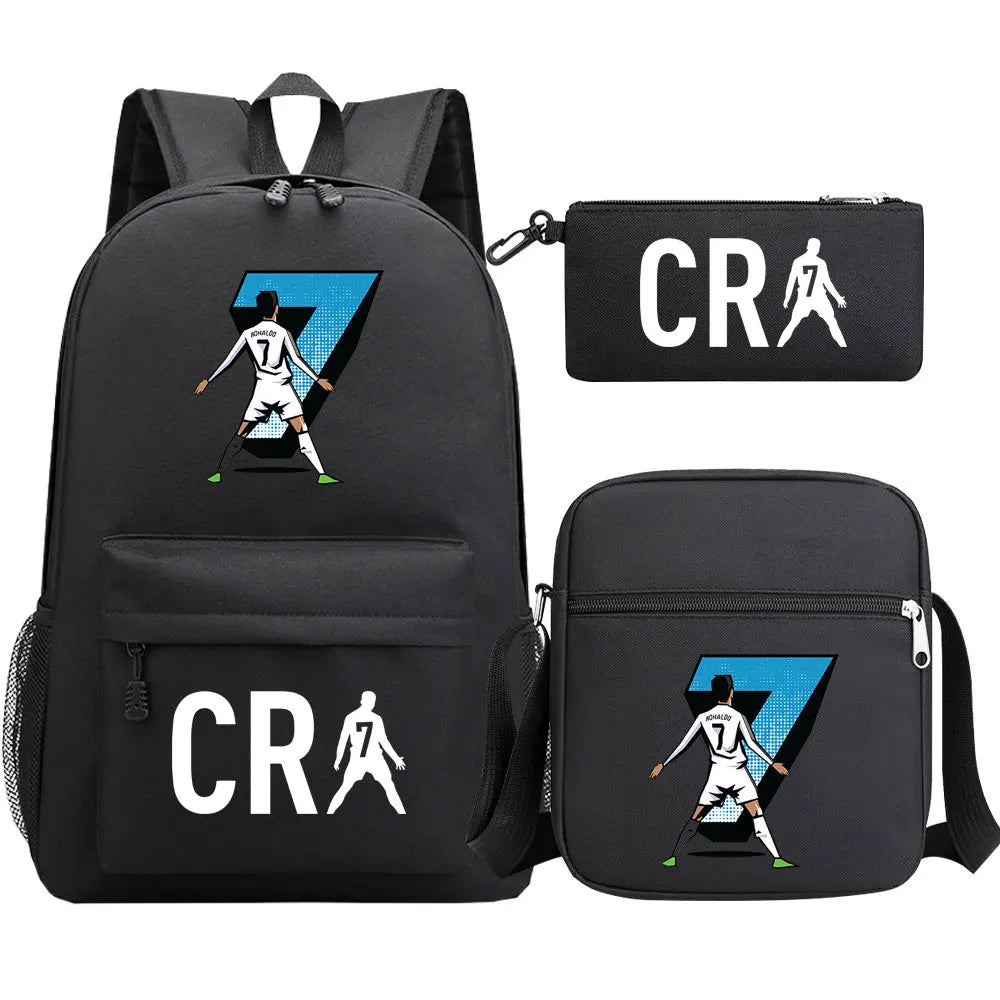 Football CR7 Cosplay School Bags School Backpack Laptop Teenager Boys Girls Schoolbags 3pcs/set