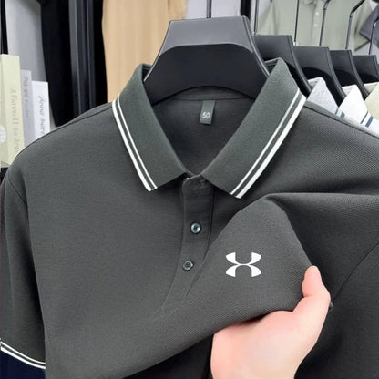 100% cotton men's short sleeved embroidered polo shirt sports brand striped top summer comfortable and breathable casual T-shirt
