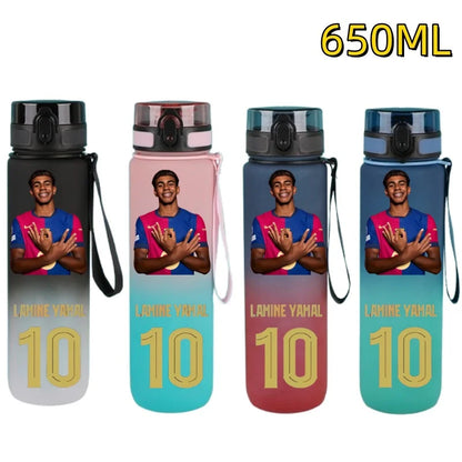 650ml Football Star Water Cup Lamine Yamal Portable Outdoor Large Capacity Sports Fitness Flip Cover Drinking Bottle Fans Gifts