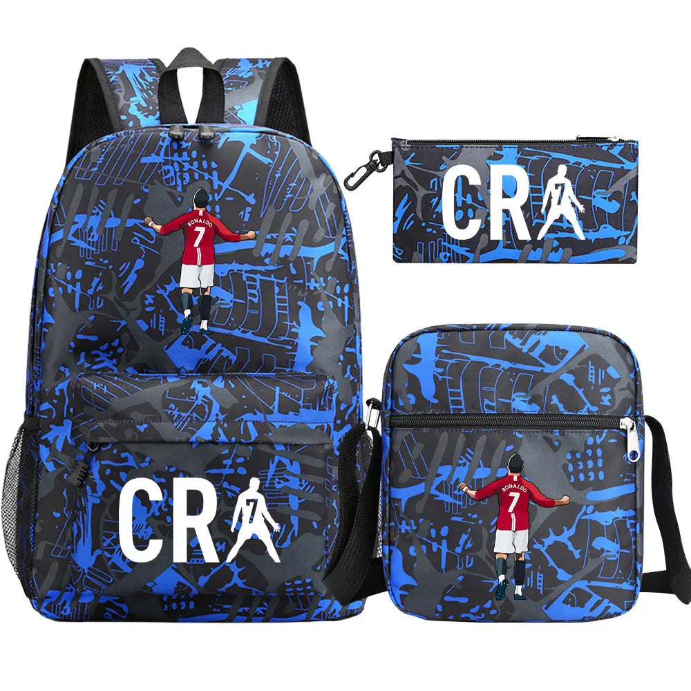 Football CR7 Cosplay School Bags School Backpack Laptop Teenager Boys Girls Schoolbags 3pcs/set