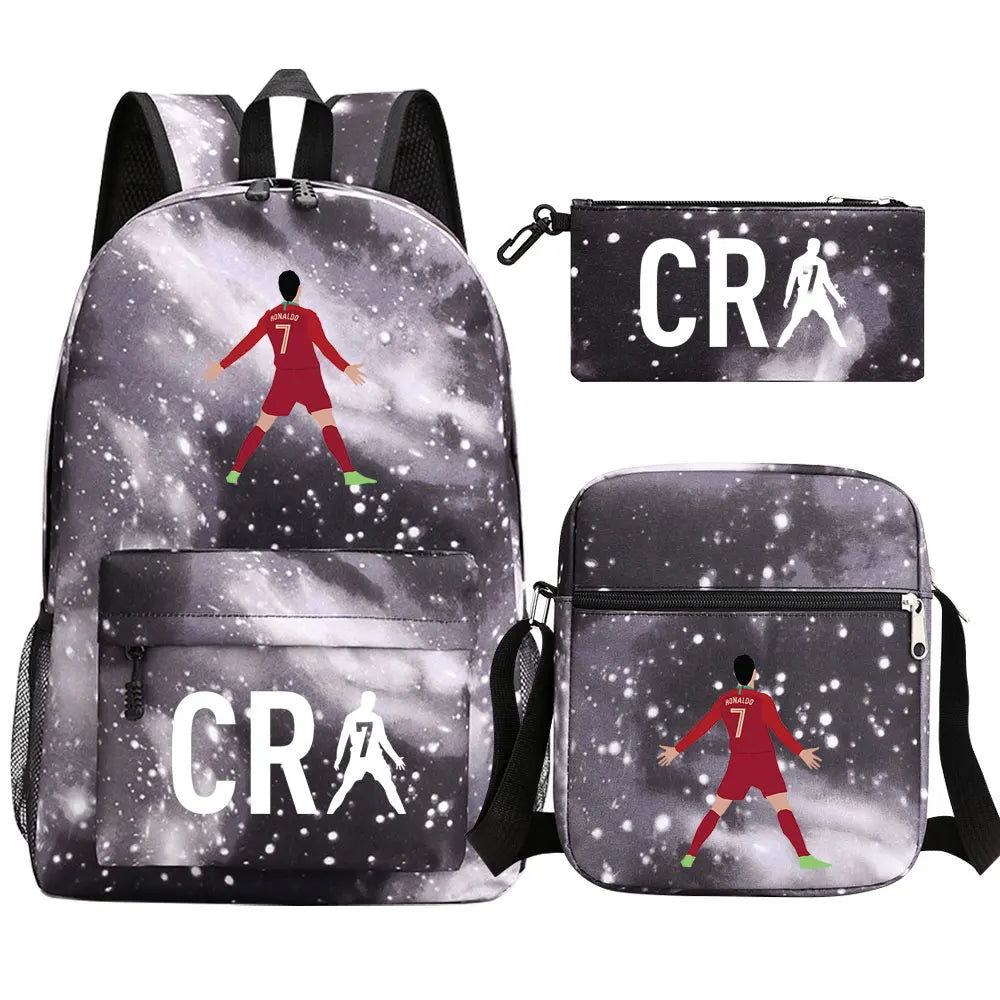 Football CR7 Cosplay School Bags School Backpack Laptop Teenager Boys Girls Schoolbags 3pcs/set