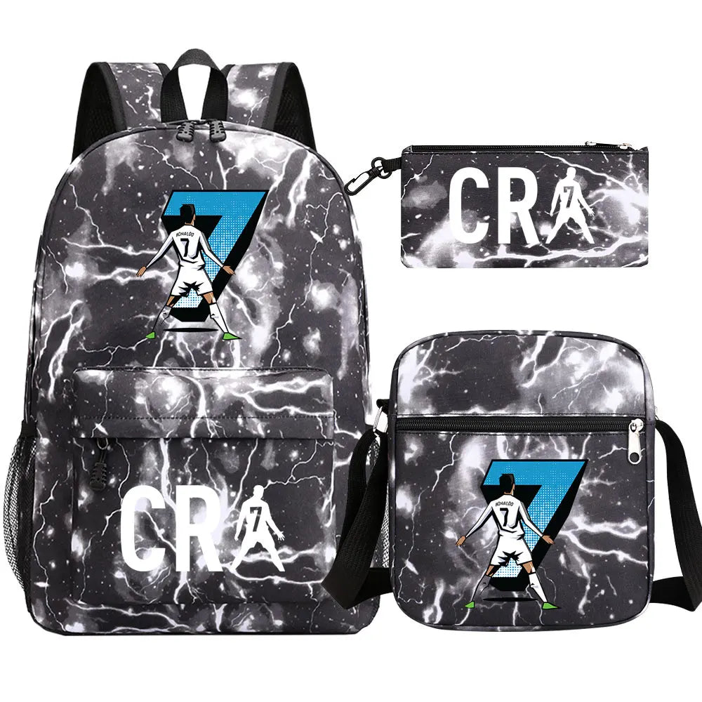 Football CR7 Cosplay School Bags School Backpack Laptop Teenager Boys Girls Schoolbags 3pcs/set